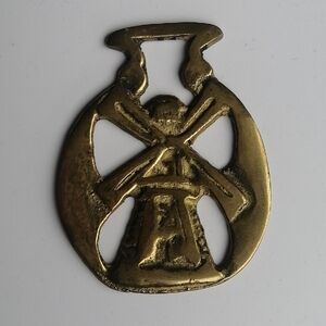 🔷2/$35🔷Vintage Horse Brass Dutch Windmill Medallion Harness Ornament